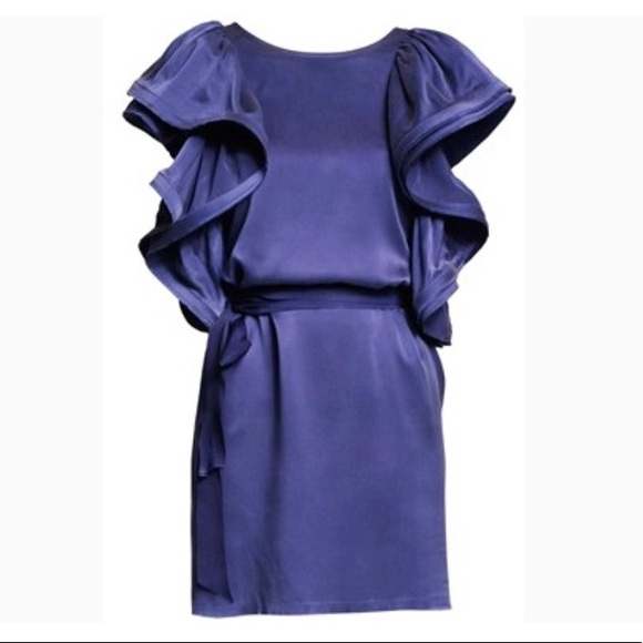 h&m blue silk dress